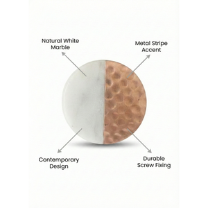 Pomo de mármol blanco AG con incrustaciones de metal |   Herrajes para Muebles de Cocina y Dormitorio, Diseño Minimalista, Ecológicos, Resistentes al Óxido y Duraderos, de Piedra - Product Image 5