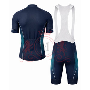 Ensemble maillot et short de cyclisme pour homme, bleu avec accents turquoise, respirant, en polyester, design sans couture, pour adultes - Product Image 2