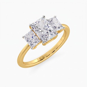 Anillo de Diamantes de Lujo Radiant Trio de 4 Quilates, Oro de 18K, 14K, 10K y Plata de Ley 925, Diamante Cultivado en Laboratorio, Joyería Fina, Regalo para Mujer - Product Image 1