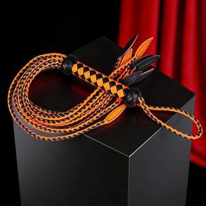Vente chaude : Fouet et lances de bondage SPALL JP SPORTS SJS-HF-0024 en cuir véritable sur mesure, couleur orange, BDSM, à prix réduit - Product Image 4