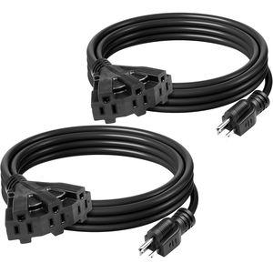 Set di 2 Cavi di Alimentazione per Esterni con Tre Prese per Decorazioni Natalizie da Giardino e Attrezzature per Uso Interno ed Esterno - Product Image 1