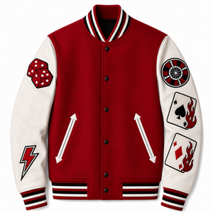 Custom Varsity <b>Jacket</b> Men's Wool Blend <b>Leather</b> Sleeve Button Up Streetwear Baseball <b>Jacket</b> Bulk Wholesale OEM - Product Image 1