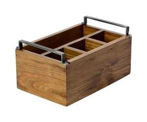 3 Piece Engraved Wooden Cutlery Holder Detachable Wooden Block Spoon Fork Knife Storage Caddy <b>Set</b> With Oval Serving <b>Tray</b> Base - Product Image 6