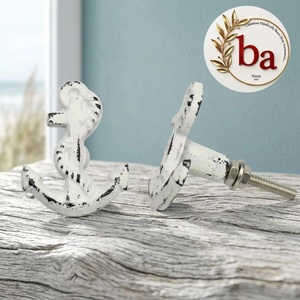 Tirador y Perilla de Hierro Fundido Ba White Modern Distressed Coastal Anchor para Armario y Cajón, Muebles de Sala de Estar - Product Image 1