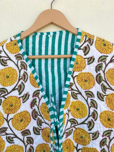 Chaleco bohemio acolchado con estampado de bloques Chaqueta acolchada de algodón Chaqueta reversible con estampado de bloques - Product Image 5