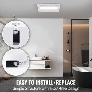 Ventilatore da Bagno ad Alta Efficienza 1500W con Ventilazione 110 CFM, Bassa Rumorosità 1.5sones, Risparmio Energetico, Riscaldamento 110V - Product Image 6