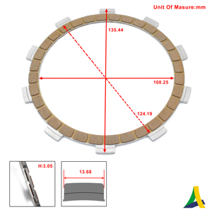 ชุดแผ่นคลัตช์กึ่งโลหะ (5 ชิ้น/ชุด) CB 250F TWISTER 16/22 - Product Image 5