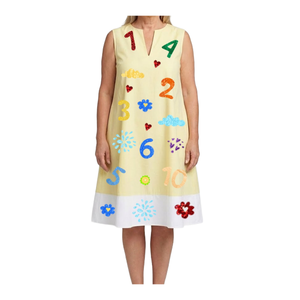Vestido camiseta midi sin mangas con lentejuelas y cuello en V para mujer, estilo A-Line, holgado, para verano, novedades al por mayor para el regreso a clases - Product Image 1