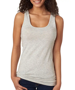 Women's Gray Knitted Hip Hop Breathable Cotton Scoop Neck Tank <b>Top</b> Casual Solid Color <b>Racerback</b> Sleeveless Regular Length - Product Image 4