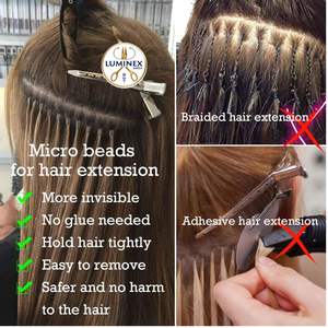 1000 perles de 5 mm pour extensions de cheveux, anneaux micro-liens doublés de silicone pour extensions de cheveux - Blond - Product Image 4