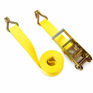 Sangle d'arrimage à cliquet en polyester 75 mm avec double crochet en J, résistance à la rupture de 1000 kg, couleur jaune - Product Image 5