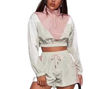 Conjunto de 2 Piezas Personalizado, Conjunto Corto de Moda, Chaqueta Corta y Pantalones Cortos con Bloques de Color para Mujer, 2026 - Product Image 2