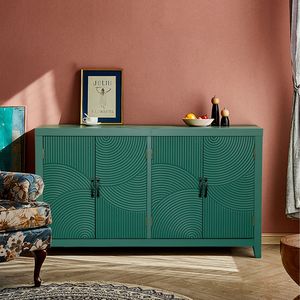 Credenza in Legno Stile Mid-Century Modern da 150 cm con 4 Ante, Mobile Buffet Verde per Soggiorno - Product Image 5