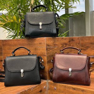 กระเป๋าสะพายคาดลำตัวใบเล็กหนังแท้ลายจระเข้สำหรับผู้หญิงกระเป๋าถือสะพายไหล่หรูหราดีไซน์เนอร์สินค้าใหม่ - Product Image 4