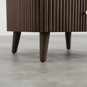 Table d'appoint moderne avec 2 tiroirs, en MDF acacia, placage chêne, plateau en marbre, design dynamique pour salles à manger et espaces de vie. chambre à coucher. - Product Image 6