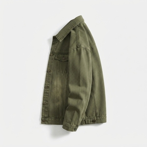 Veste en coton pour homme, style punk, col montant, fermeture éclair, coupe-vent, imperméable, décontractée, teinte en fil, légère, pour l'extérieur, personnalisable sur le devant - Product Image 1