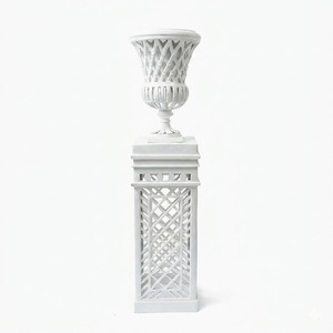 Support de jardinière en métal finition rose, écologique, design treillis, pour la maison et l'extérieur, style classique vintage, revêtement poudré - Product Image 2