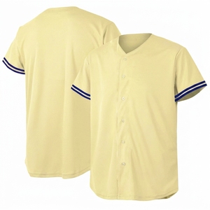 เสื้อเบสบอลชาย แขนสั้น คอวี ติดกระดุมด้านหน้า แบบเรียบ ขายส่ง - Product Image 4