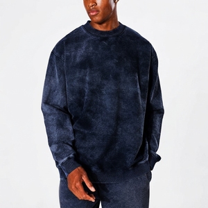 Sudadera de cuello redondo de algodón 100% pesado, transpirable, ecológica, con lavado ácido, para hombre, venta al por mayor, 2026, personalizada, estilo vintage, informal de invierno, color liso - Product Image 1