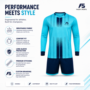 Ensemble d'uniformes de gardien de but personnalisés et rembourrés, manches longues, respirant, maillot et short de gardien de but de football, vêtements d'entraînement de football - Product Image 5
