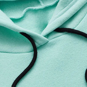 Sudadera con capucha de forro polar para mujer, color gris menta, con bloques de color, cordón y bolsillos, estilo casual urbano - Product Image 4