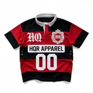 HQR APPAREL Men's Yellow Black Short Sleeve <b>Polo</b> <b>Shirt</b> With Logo Print Street Style Regular Fit Cotton Woven - Product Image 2