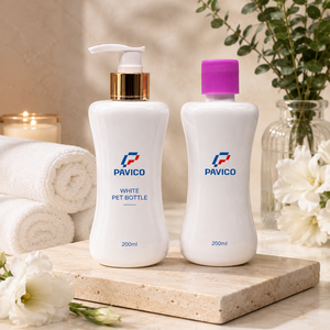 Botella de PET blanca de 200 ml con forma de cintura para gel de ducha, con bomba dosificadora para champú y acondicionador, fábrica en Vietnam. - Product Image 5