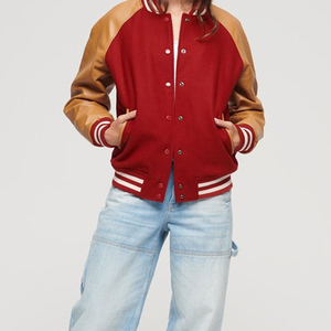 High Quality Custom Patch Work Embroidered Breathable Raw Women Varsity Jackets with Custom Logo Printing - Product Image 1