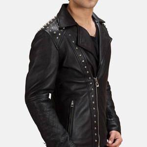 Veste en cuir tendance pour homme, cuir de haute qualité, imperméable, coupe-vent, respirant, toile écologique, vente en gros - Product Image 4