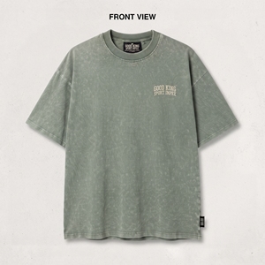 เสื้อยืดสตรีทแวร์ทรงบ็อกซี่ผ้าคอตตอนหนาน้ำหนักมาก พิมพ์ลายพัฟฟ์ สีเขียวเซจแบบวินเทจ ล้างสีแบบแอซิดวอช สำหรับผู้ชาย แบบเปล่า ไม่มีลาย รับผลิตแบบ OEM ดรอปชิปปิ้ง - Product Image 1