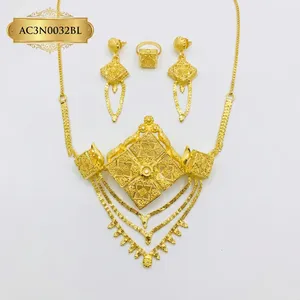 Exclusive African Gold Plated Geometric <b>Bridal</b> Jewelry Set for Women Box Chain Anniversaries Weddings Parties Fashion Necklace - Product Image 2