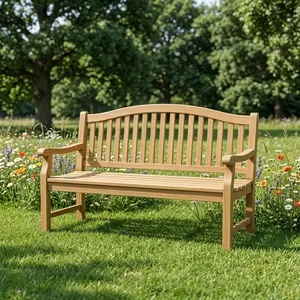 Traditional Teak Garden <b>Bench</b> Outdoor Wooden Chair Durable Park Furniture Tapered Leg Design for Hotel & Villa Use - Product Image 1