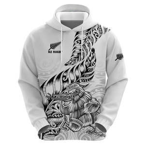 Sweat à capuche de rugby de Nouvelle-Zélande unisexe blanc avec impression par sublimation, motif kiwi, vêtements décontractés, coupe régulière, vêtements de sport d'hiver, service OEM - Product Image 3