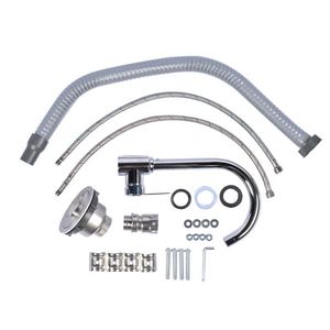 Lavello da Cucina Rustico in Acciaio Inossidabile da 28,3 Pollici con Lavello Sinistro e Scarico Destro, Rubinetto e Lavatoio Autoportanti in Argento, Finitura Argento - Product Image 6