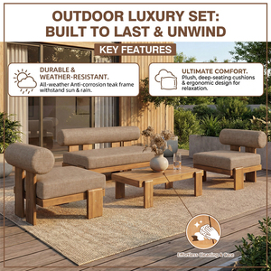 Muebles de Patio Comerciales para Proyectos Hoteleros Modernos, Sofá de Secado Rápido, Conjunto de Asientos Seccionales de <span class=keywords><strong>Madera</strong></span> de Teca Sólida para Exteriores - Product Image 2