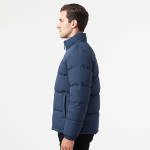 Chaqueta Acolchada de Invierno para Hombre, Color Sólido, Cuello Alto, Cálida, con Cierre Completo, Corte Regular, Resistente al Viento, Ropa Exterior Informal - Product Image 4