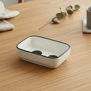 Plat à sauce rectangulaire en grès de qualité supérieure 3460903-9X6.5 avec décoration noire - Product Image 5