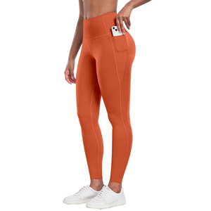 Legging sans couture de couleur orange pour femmes, respirant, léger, contrôle de l'humidité, coupe-vent, résistant à l'eau, ceinture élastique - Product Image 1