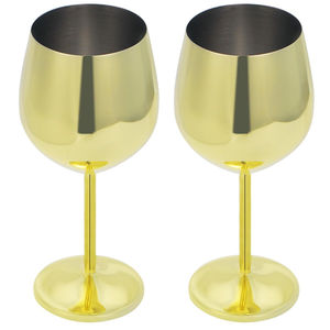 Ensemble de deux gobelets à vin en métal couleur or, verres à vin et à bière pour les bars, les hôtels et les fêtes - Product Image 3