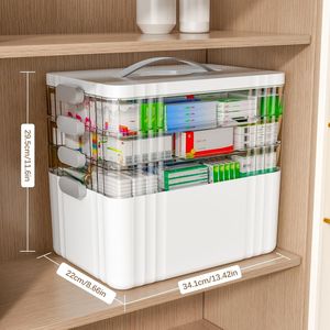 Organizador de Medicamentos Portátil de 4 Niveles con Asa de Plástico, Botiquín de Primeros Auxilios Vacío, Caja Médica Multiusos para Almacenamiento de Pastillas - Product Image 2