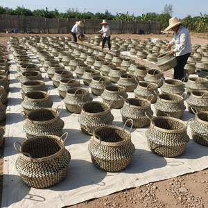 Cesta de Almacenamiento de Mimbre Tejida a Mano, Cesta de Jacinto de Agua Natural con Asas, Organizador Ecológico para Decoración del Hogar y Almacenamiento de Ropa - Product Image 4