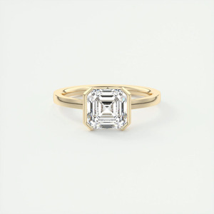 Bague de fiançailles solitaire en or jaune avec diamant de laboratoire taille Asscher - Product Image 1