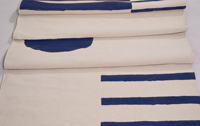 Tapis de prière bleu en coton fait main, style moderne, antidérapant, écologique, à poils ras, sur mesure pour cuisine et couloir