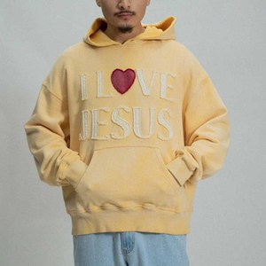 เสื้อฮู้ดดี้ผู้ชาย I Love Jesus Faith Over Fear Jesus ลายคริสเตียน พิมพ์ลายโลโก้ด้านหน้า ทรงปกติ ผ้าฝ้าย สไตล์ลำลองสำหรับฤดูใบไม้ร่วง - Product Image 2