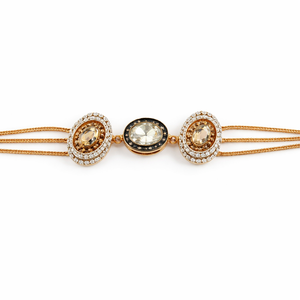 18ct Gold Multi Layer Oval Crystal <b>Bracelet</b> for Women Luxury Statement <b>Adjustable</b> Chain Jewelry Wedding Party Gift - Product Image 1