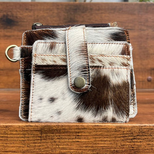 Tarjetero de piel de vaca auténtica personalizado con diseño a la moda, novedad, con muñequera y cremallera, monederos de lujo para mujer - Product Image 3