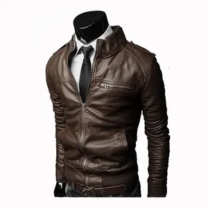 Chaqueta de Cuero Negra para Hombre, Manga Larga, Estilo Otoñal, Impermeable, Ignífuga, Cortavientos, 380g, Corte Clásico - Product Image 1