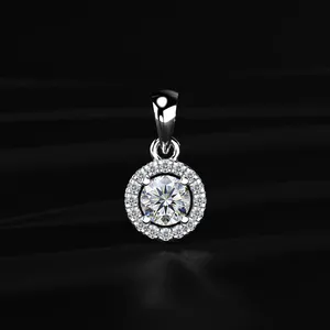Pendentif élégant en diamant solitaire CVD de laboratoire, taille ronde, clarté VVS-VS, couleur D-E, certifié IGI. - Product Image 1