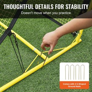 อุปกรณ์ฝึกฟุตบอลแบบพกพาแบบ2-in-1 rebounder NET 71 "x 40" อุปกรณ์ฝึกเหล็กสำหรับการฝึกเดี่ยววอลเลย์ผ่านการฝึกกีฬา - Product Image 6