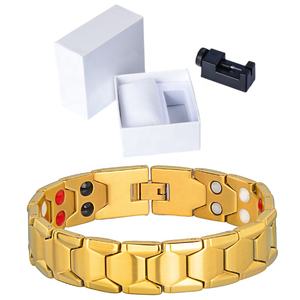 Унисекс из нержавеющей стали 24 К позолоченный магнитный терапевтический геометрический модный браслет здоровая энергия ювелирные изделия на годовщину - Product Image 3